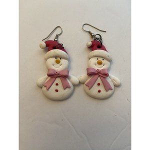 Cute snowman dangling earrings
